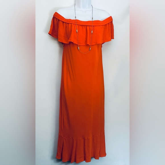 $550 VERONICA BEARD MADE IN USA Dress Sz 12 OLETA Off The Shoulder Ruffled Midi - Picture 4 of 16
